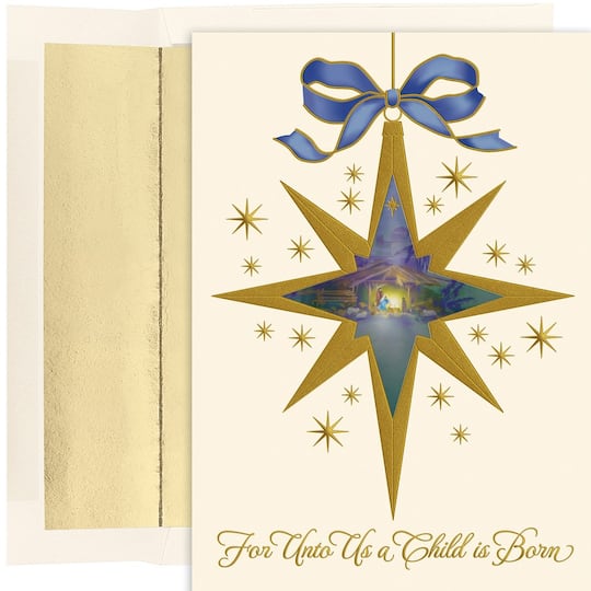 JAM Paper Nativity Star Christmas Cards Set, 16ct.